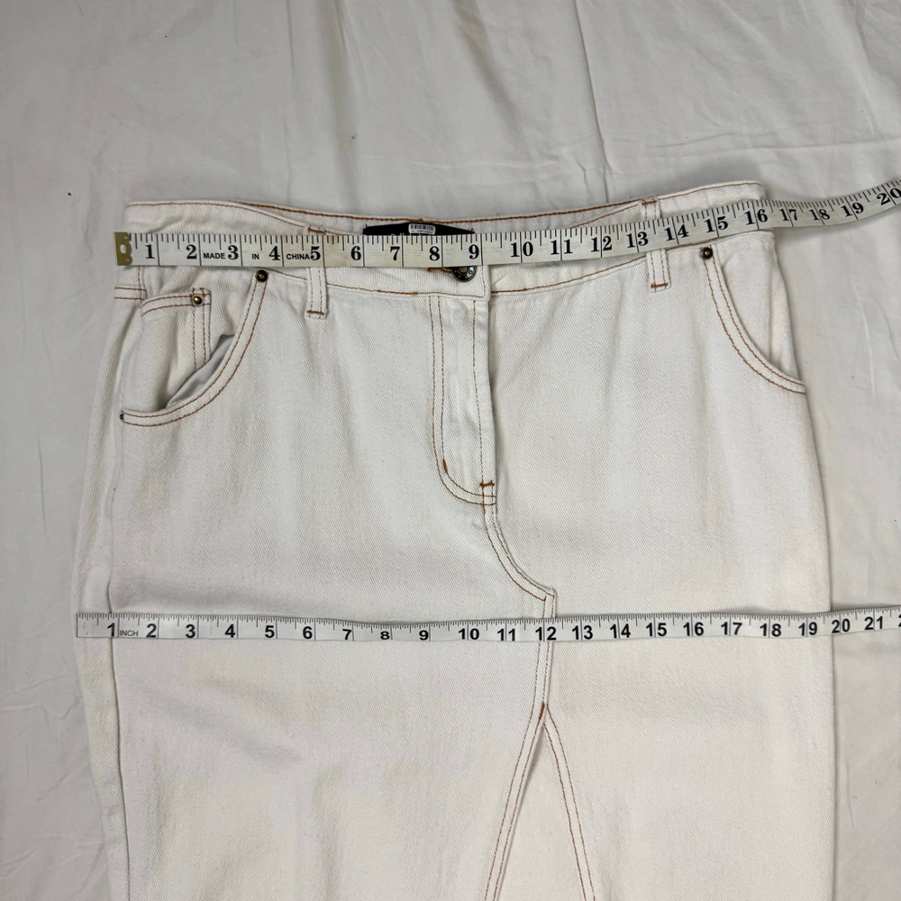 Lioness Barbie Split Cream White Denim Maxi Skirt Women's L - Picture 9 of 10